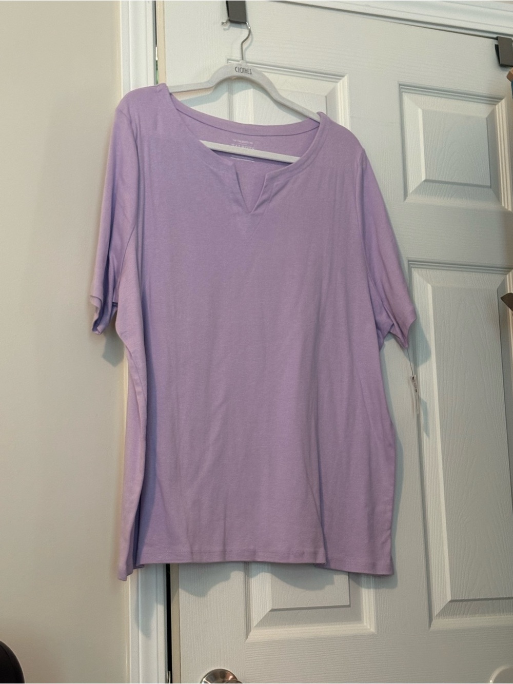 Talbots Lavender Short-Sleeve Notch-Neck Tee